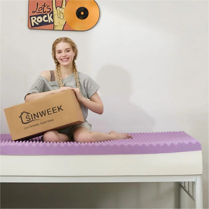 SINWEEK 2 Inch Egg Crate Memory Foam Mattress Topper - Cooling Gel, Soft & Breathable 3 Inch / Twin XL